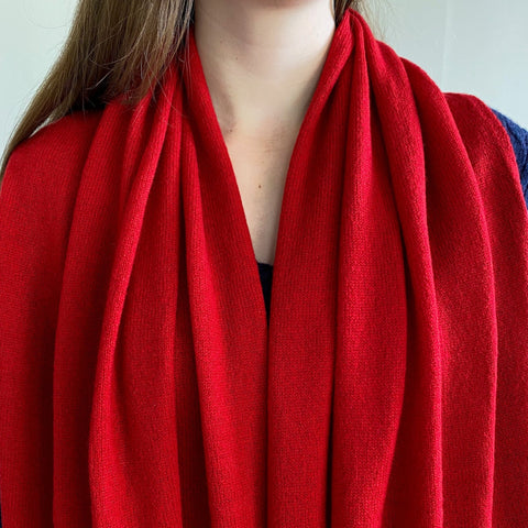 Red Luxury Light Pure Cashmere Wrap - Red - Ava Innes - Made Scotland