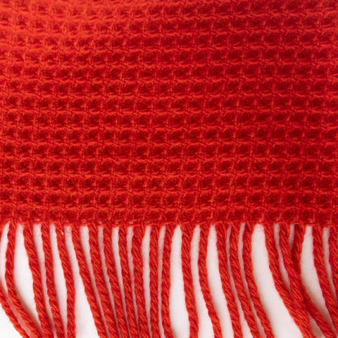 Red Orange Waffle Wool Blanket - Large - Ava Innes - Made Scotland