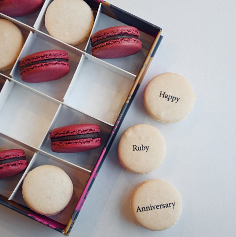 Ruby Wedding Anniversary Gift Box - 12 - Mademoiselle Macaron - Made Scotland