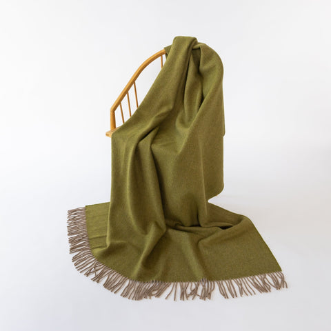 Sage Green Lewis Wool Throw - Large - Ava Innes - Made Scotland