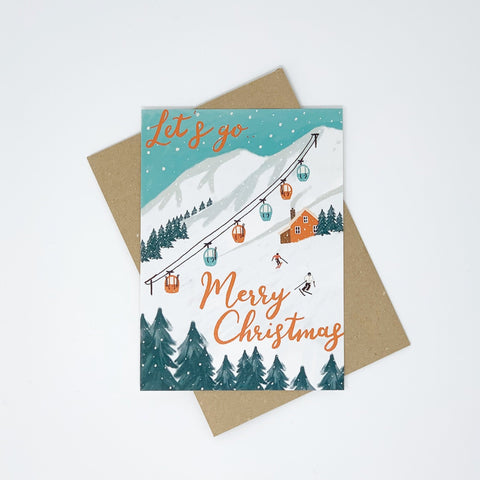 SALE Skiing Christmas Cards - Pack of 8 Cards - 3 Packs - Lomond Paper Co - Made Scotland