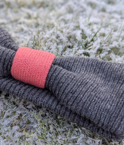 SAMPLE Cosy Headband in Grey and Pink - Island Nation Studio - Made Scotland