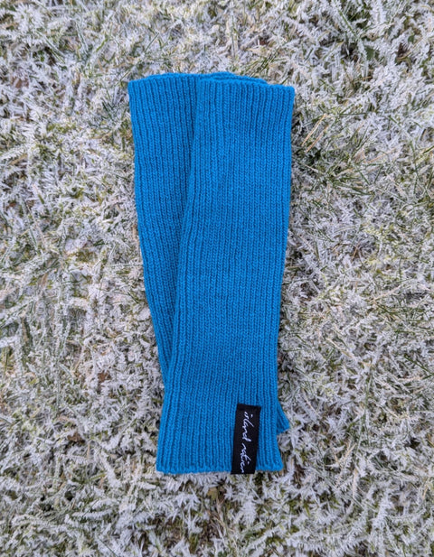 SAMPLE Unisex Cosy Winter Wrist Warmers Bright Blue - Island Nation Studio - Made Scotland