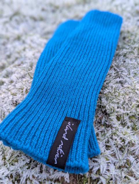 SAMPLE Unisex Cosy Winter Wrist Warmers Bright Blue - Island Nation Studio - Made Scotland