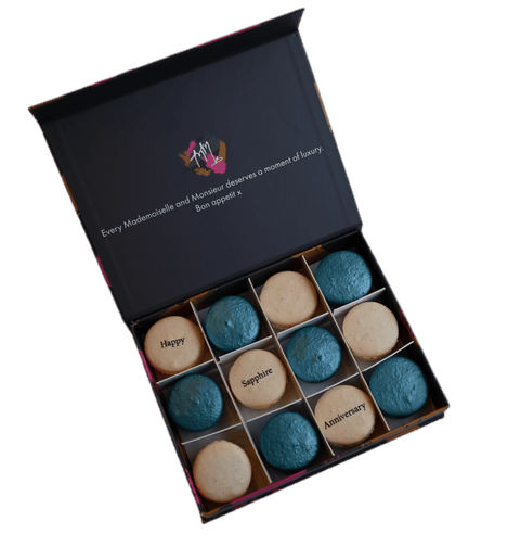 Sapphire (45th) Wedding Anniversary Gift Box - 12 - Mademoiselle Macaron - Made Scotland