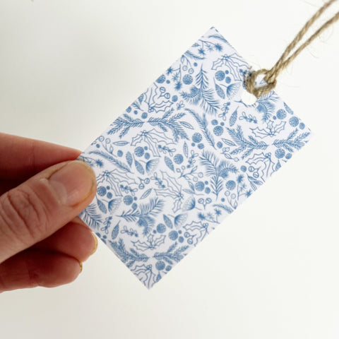 Season's Greetings Blue Gift Wrap - 1 sheet & 1 tag - Lomond Paper Co - Made Scotland