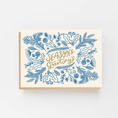 Seasons Greetings - Card Pack x 8 - 1 Pack - Lomond Paper Co - Made Scotland