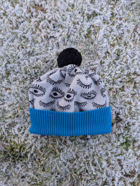 SECOND Eye spy pompom hat Bright Blue - Island Nation Studio - Made Scotland