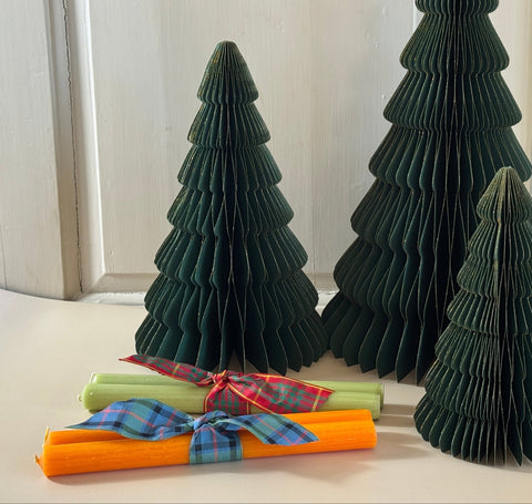 Shearer Taper Candles Tied with Tartan Ribbon - Mango - Shearer Candles - Made Scotland
