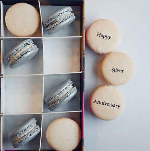 Silver (25th) Wedding Anniversary Gift Box - 12 - Mademoiselle Macaron - Made Scotland