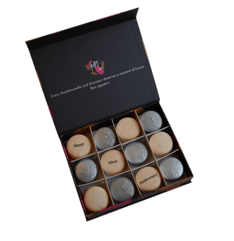 Silver (25th) Wedding Anniversary Gift Box - 12 - Mademoiselle Macaron - Made Scotland