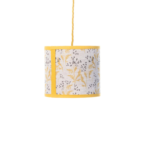 Single Sided Drum Lampshade - Ada & Ina Henrika Mustard - Ada & Ina Henrika Mustard linen - Amanda Wells - Made Scotland