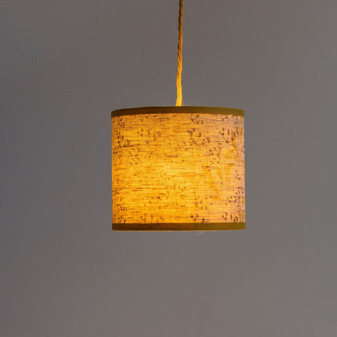 Single Sided Drum Lampshade - Ada & Ina Henrika Mustard - Ada & Ina Henrika Mustard linen - Amanda Wells - Made Scotland