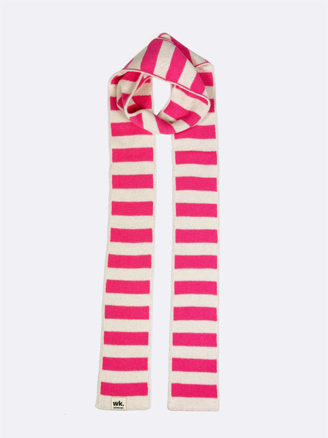 knitted skinny hot pink merino wool scarf - woolkind