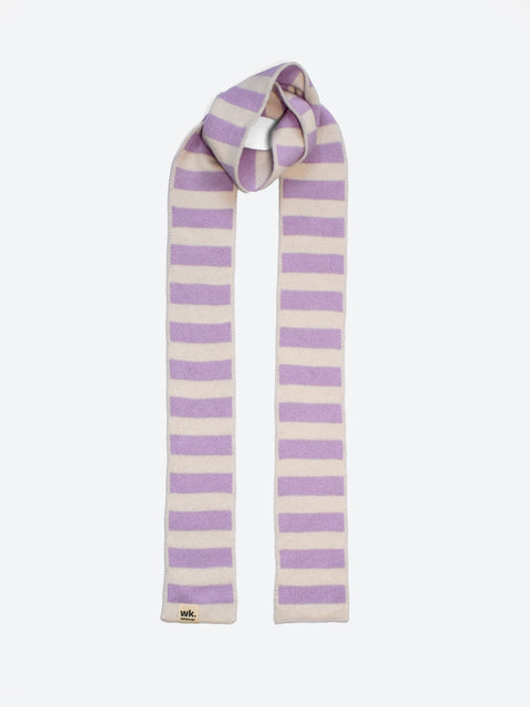 lilac and cream skinny narrow merino wool stripe scarf - Woolkind