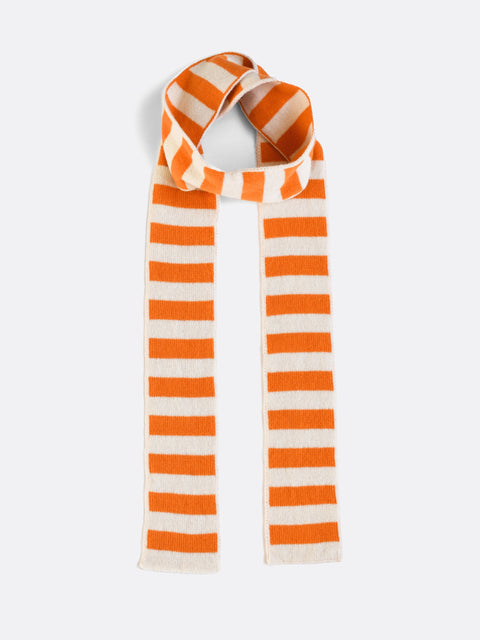 orange and cream skinny narrow merino wool stripe scarf - Woolkind
