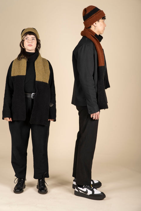 Slim Stripe Scarf: Rust and Black - Rosana Expósito - Made Scotland