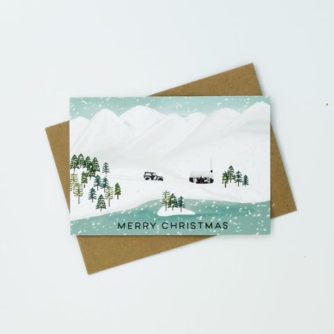 Snowy Mountains Merry Christmas cards - Pack of 8 cards - 1 Pack - Lomond Paper Co - Made Scotland