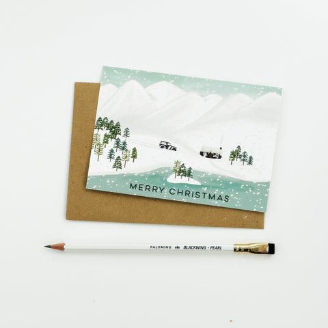 Snowy Mountains Merry Christmas cards - Pack of 8 cards - 1 Pack - Lomond Paper Co - Made Scotland