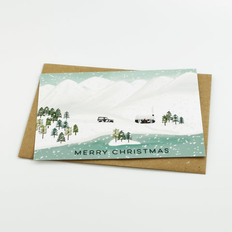 Snowy Mountains Merry Christmas cards - Pack of 8 cards - 1 Pack - Lomond Paper Co - Made Scotland
