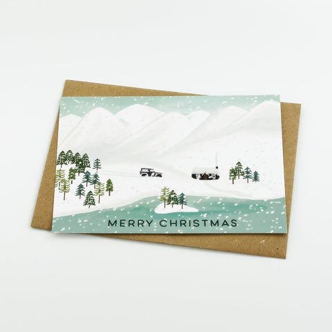 Snowy Mountains Merry Christmas cards - Pack of 8 cards - 3 Packs - Lomond Paper Co - Made Scotland