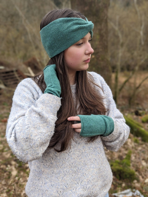 soft flat knit hand warmer Moss Green - Island Nation Studio - Made Scotland