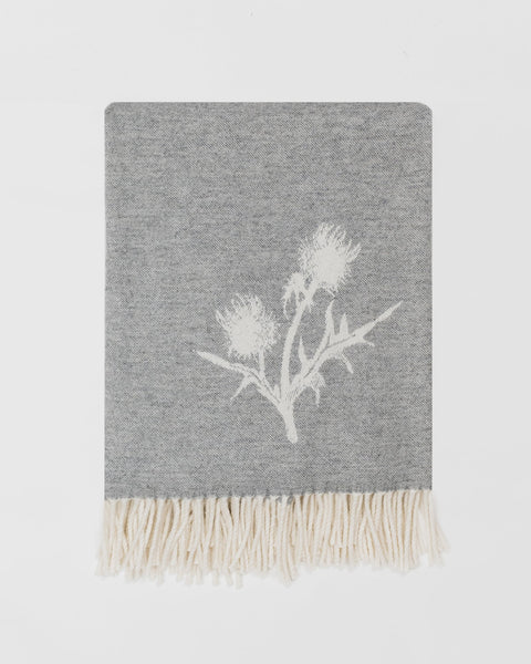 Soft Merino Wool Blanket with Thistle - Made Scotland - Made Scotland
