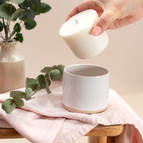 Soft White Candle Pot + Refill - Mandarin and Sandalwood - The Summergate Candle Company - Made Scotland