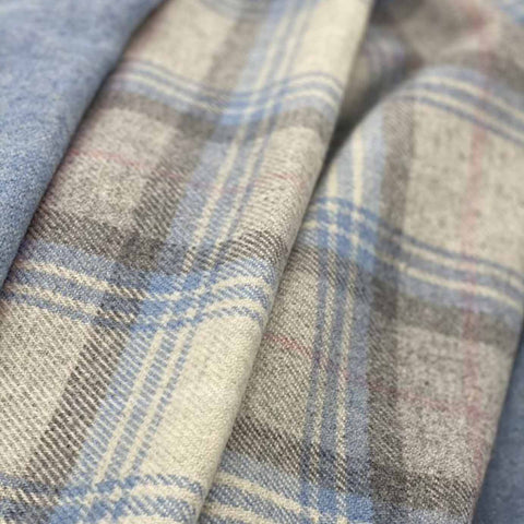 Speyside Grey Blue Check Merino Wool Blanket - Medium - Ava Innes - Made Scotland