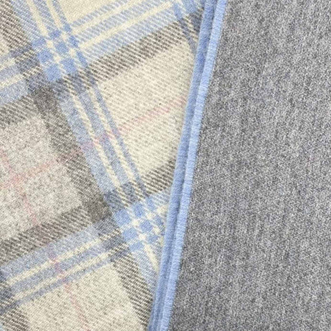 Speyside Grey Blue Check Merino Wool Blanket - Medium - Ava Innes - Made Scotland