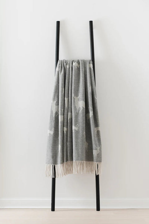 Stag Woollen Blanket, Grey - Made Scotland - Made Scotland