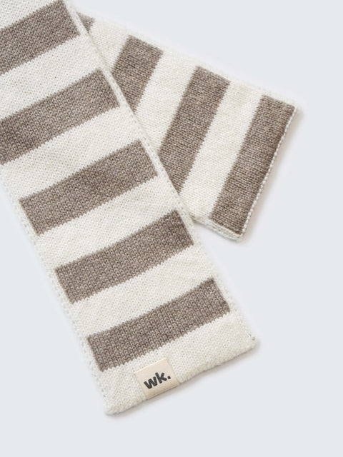 Stripe Neck Scarf - Truffle Brown - Woolkind - Made Scotland