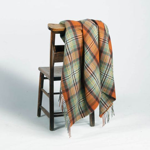 Tartan Lambswool Scottish Blanket in Dundee Old Weathered - Made Scotland - Made Scotland