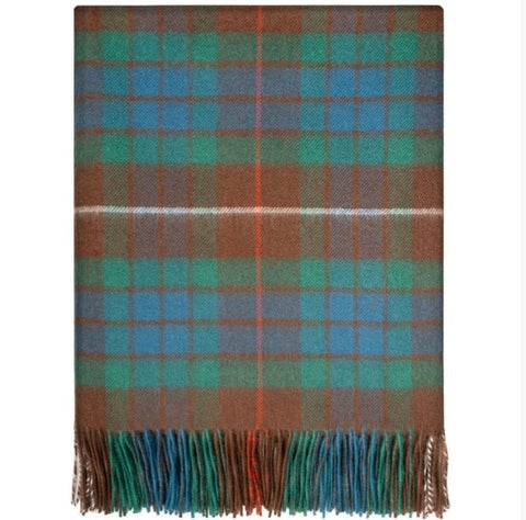 Tartan Lambswool Scottish Blanket in Fraser Hunting Ancient - Made Scotland - Made Scotland