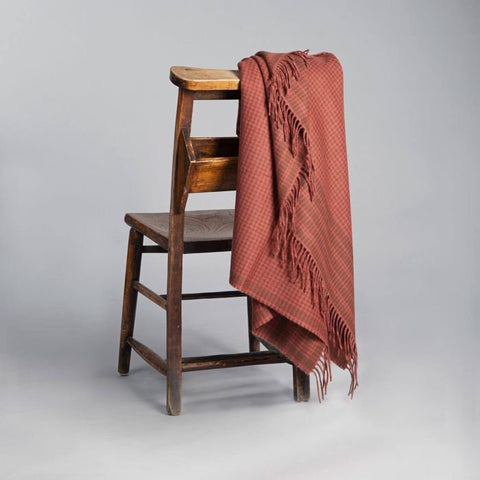 Tartan Lambswool Scottish Blanket in Shepherd Moorit Soft Red - Made Scotland - Made Scotland