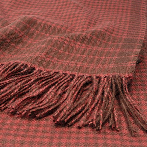 Tartan Lambswool Scottish Blanket in Shepherd Moorit Soft Red - Made Scotland - Made Scotland