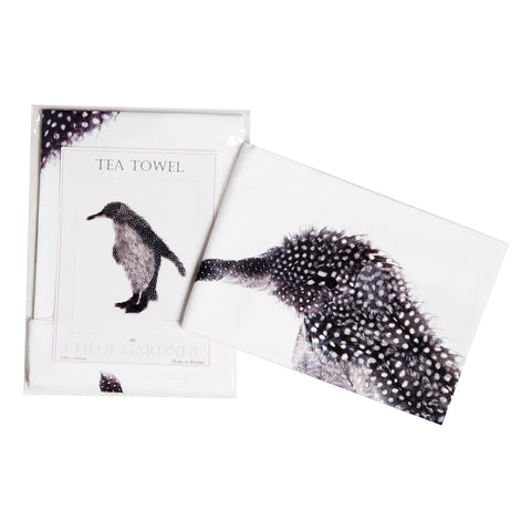 TEA TOWEL IN A GIFT BAG - Feather Penguin - Chloe Gardner - Made Scotland