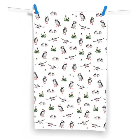 TEA TOWEL IN A GIFT BAG -  Puffin Repeat