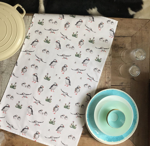 TEA TOWEL IN A GIFT BAG -  Puffin Repeat