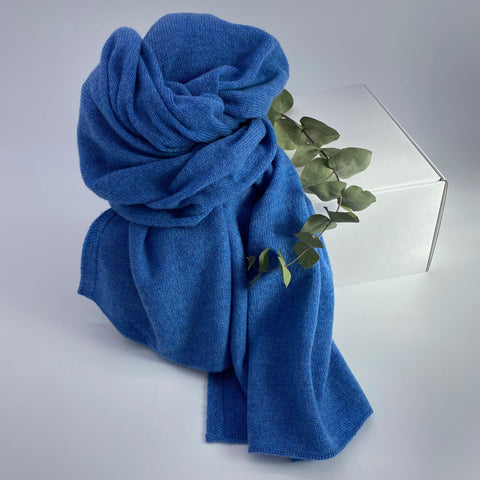 Teal Blue Luxury Light Pure Cashmere Wrap - Blue - Ava Innes - Made Scotland