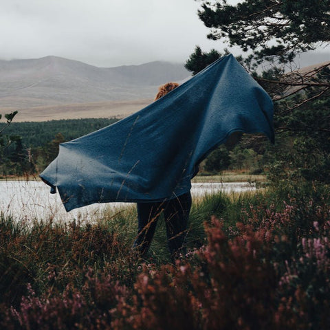 Teal Blue Luxury Light Pure Cashmere Wrap - Blue - Ava Innes - Made Scotland