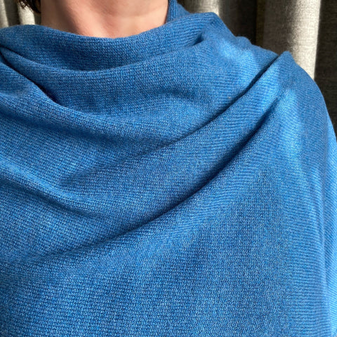 Teal Blue Luxury Light Pure Cashmere Wrap - Blue - Ava Innes - Made Scotland