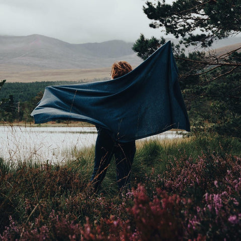 Teal Blue Luxury Light Pure Cashmere Wrap - Blue - Ava Innes - Made Scotland