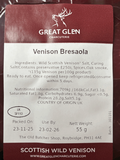 Venison Bresaola 55g