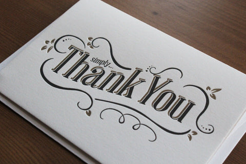 Thank You Letterpress Notecard - Single Card - The Hunter Press - Made Scotland