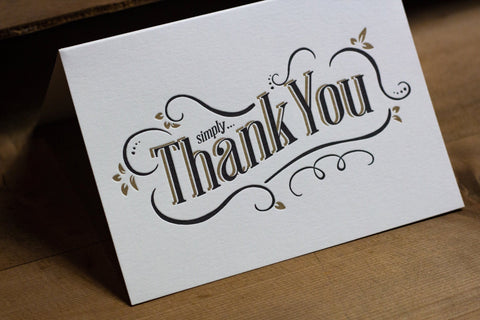 Thank You Letterpress Notecard - Single Card - The Hunter Press - Made Scotland