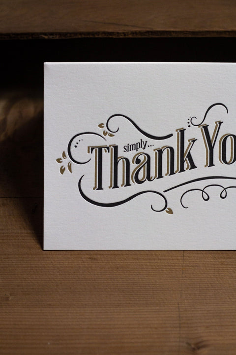 Thank You Letterpress Notecard - Single Card - The Hunter Press - Made Scotland