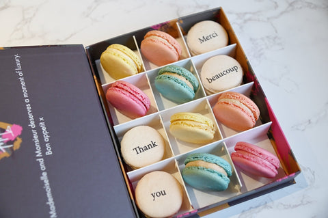 Thank You Macarons Gift Box - 12 - Mademoiselle Macaron - Made Scotland