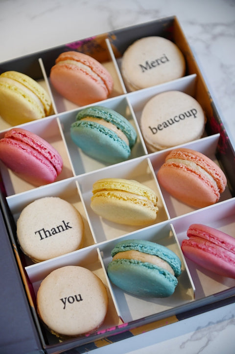 Thank You Macarons Gift Box - 12 - Mademoiselle Macaron - Made Scotland