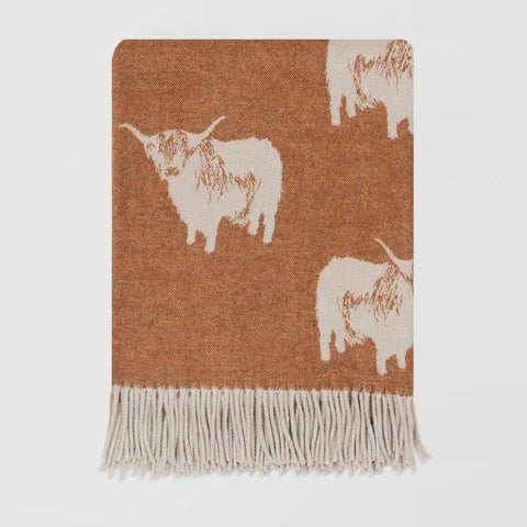 The Scottish Blanket Gift Box - Highland Cow Rust - Made Scotland - Made Scotland